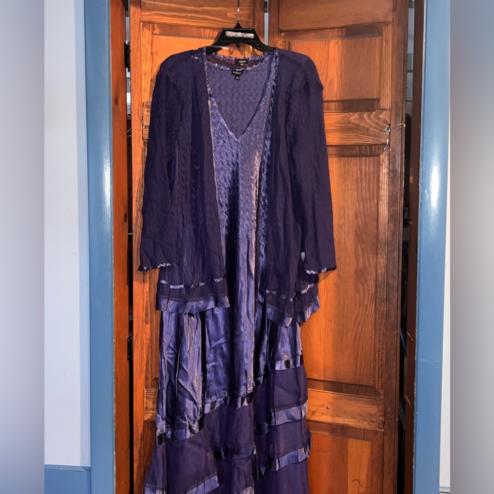 Komarov women’s tiered hem midi dress with jacket